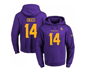 Nike Minnesota Vikings #14 Stefon Diggs Purple(Gold No.) Name & Number Pullover NFL Hoodie