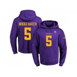 Nike Minnesota Vikings #5 Teddy Bridgewater Purple(Gold No.) Name & Number Pullover NFL Hoodie