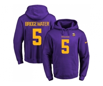 Nike Minnesota Vikings #5 Teddy Bridgewater Purple(Gold No.) Name & Number Pullover NFL Hoodie