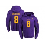 Nike Minnesota Vikings #8 Sam Bradford Purple(Gold No.) Name & Number Pullover NFL Hoodie