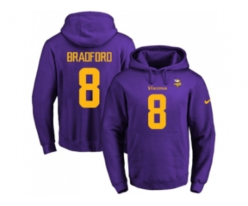 Nike Minnesota Vikings #8 Sam Bradford Purple(Gold No.) Name & Number Pullover NFL Hoodie