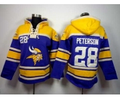 nike nfl jerseys minnesota vikings #28 adrian peterson yellow-purple[pullover hooded sweatshirt]