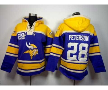 nike nfl jerseys minnesota vikings #28 adrian peterson yellow-purple[pullover hooded sweatshirt]