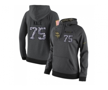 NFL Women's Nike Minnesota Vikings #75 Matt Kalil Stitched Black Anthracite Salute to Service Player Performance Hoodie