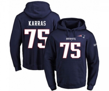 Football Men's New England Patriots #75 Ted Karras Navy Blue Name & Number Pullover Hoodie