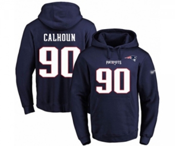 Football Men's New England Patriots #90 Shilique Calhoun Navy Blue Name & Number Pullover Hoodie