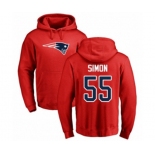 Football New England Patriots #55 John Simon Red Name & Number Logo Pullover Hoodie