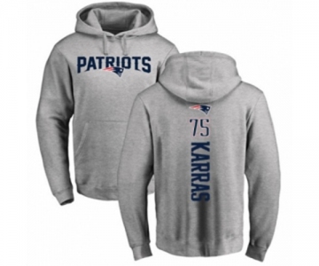 Football New England Patriots #75 Ted Karras Ash Backer Pullover Hoodie