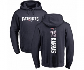 Football New England Patriots #75 Ted Karras Navy Blue Backer Pullover Hoodie