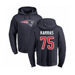 Football New England Patriots #75 Ted Karras Navy Blue Name & Number Logo Pullover Hoodie