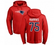 Football New England Patriots #75 Ted Karras Red Name & Number Logo Pullover Hoodie