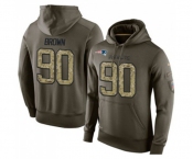 Football New England Patriots #90 Malcom Brown Green Salute To Service Men's Pullover Hoodie