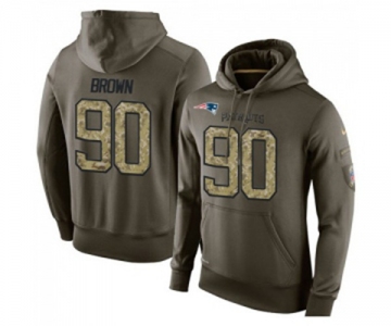 Football New England Patriots #90 Malcom Brown Green Salute To Service Men's Pullover Hoodie