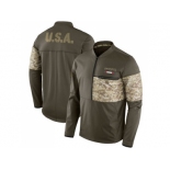 Men New England Patriots Nike Olive Salute to Service Sideline Hybrid Half-Zip Pullover Jacket