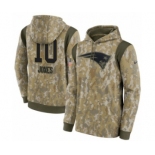 Men's New England Patriots #10 Mac Jones Camo 2021 Salute To Service Therma Performance Pullover Hoodie