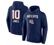 Men's New England Patriots #10 Mac Jones Navy Team Wordmark Player Name & Number Pullover Hoodie