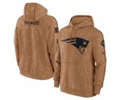 Men's New England Patriots 2023 Brown Salute to Service Pullover Hoodie