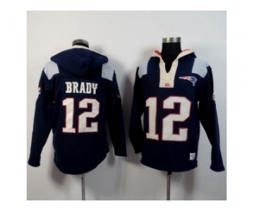 New England Patriots #12 Tom Brady Navy Blue Player Winning Method Pullover Hoodie