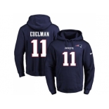 Nike New England Patriots #11 Julian Edelman Navy Blue Name & Number Pullover NFL Hoodie