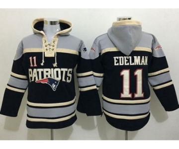 Nike New England Patriots #11 Julian Edelman Navy Blue Sawyer Hooded Sweatshirt NFL Hoodie