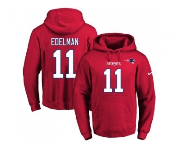 Nike New England Patriots #11 Julian Edelman Red Name & Number Pullover NFL Hoodie