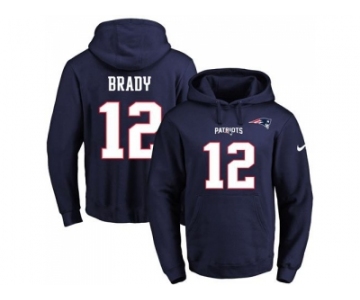 Nike New England Patriots #12 Tom Brady Navy Blue Name & Number Pullover NFL Hoodie