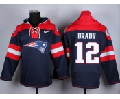 Nike New England Patriots #12 Tom Brady blue jersey(pullover hooded sweatshirt)