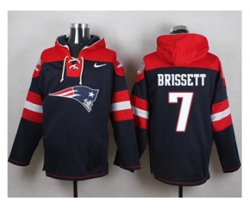 Nike New England Patriots #7 Jacoby Brissett Navy Blue Player Pullover NFL Hoodie