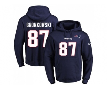 Nike New England Patriots #87 Rob Gronkowski Navy Blue Name & Number Pullover NFL Hoodie