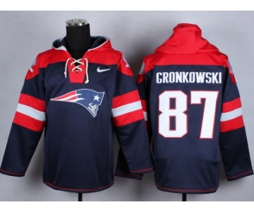 Nike New England Patriots #87 Rob Gronkowski blue jersey(pullover hooded sweatshirt)