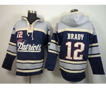 nike nfl jerseys new england patriots #12 brady blue-grey[pullover hooded sweatshirt]