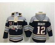 nike nfl jerseys new england patriots #12 brady grey-black[pullover hooded sweatshirt]