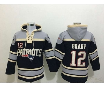 nike nfl jerseys new england patriots #12 brady grey-black[pullover hooded sweatshirt]