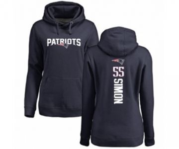 Football Women's New England Patriots #55 John Simon Navy Blue Backer Pullover Hoodie