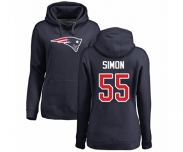 Football Women's New England Patriots #55 John Simon Navy Blue Name & Number Logo Pullover Hoodie