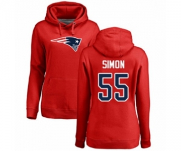 Football Women's New England Patriots #55 John Simon Red Name & Number Logo Pullover Hoodie