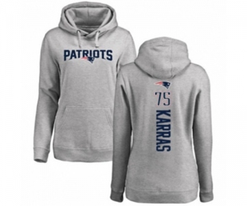 Football Women's New England Patriots #75 Ted Karras Ash Backer Pullover Hoodie