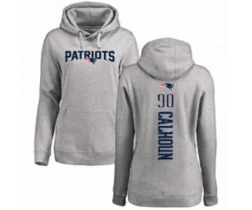 Football Women's New England Patriots #90 Shilique Calhoun Ash Backer Pullover Hoodie