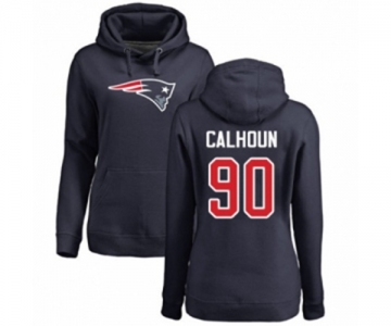 Football Women's New England Patriots #90 Shilique Calhoun Navy Blue Name & Number Logo Pullover Hoodie