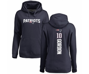 NFL Women's Nike New England Patriots #10 Josh Gordon Navy Blue Backer Pullover Hoodie