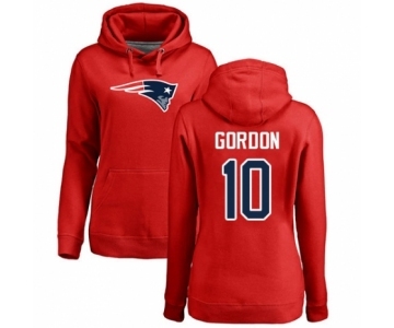 NFL Women's Nike New England Patriots #10 Josh Gordon Red Name & Number Logo Pullover Hoodie