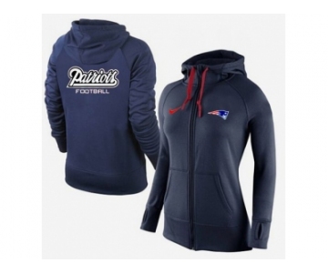 Women Nike New England Patriots Full-Zip Performance Hoodie Dark Blue