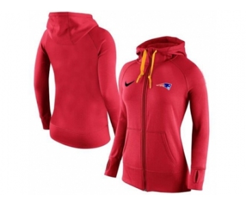 Women Nike New England Patriots Full-Zip Performance Hoodie Red