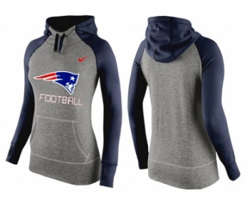 Women Nike New England Patriots Performance Hoodie Grey & Dark Blue_1