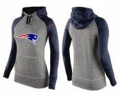 Women Nike New England Patriots Performance Hoodie Grey & Dark Blue_2