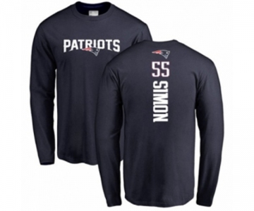 Football New England Patriots #55 John Simon Navy Blue Backer Long Sleeve T-Shirt