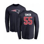 Football New England Patriots #55 John Simon Navy Blue Name & Number Logo Long Sleeve T-Shirt