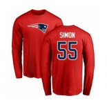 Football New England Patriots #55 John Simon Red Name & Number Logo Long Sleeve T-Shirt