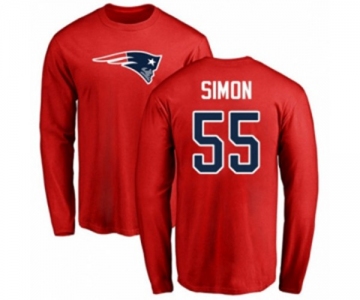 Football New England Patriots #55 John Simon Red Name & Number Logo Long Sleeve T-Shirt