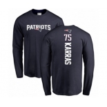 Football New England Patriots #75 Ted Karras Navy Blue Backer Long Sleeve T-Shirt